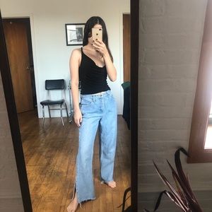 90s oversized mom jean with slit